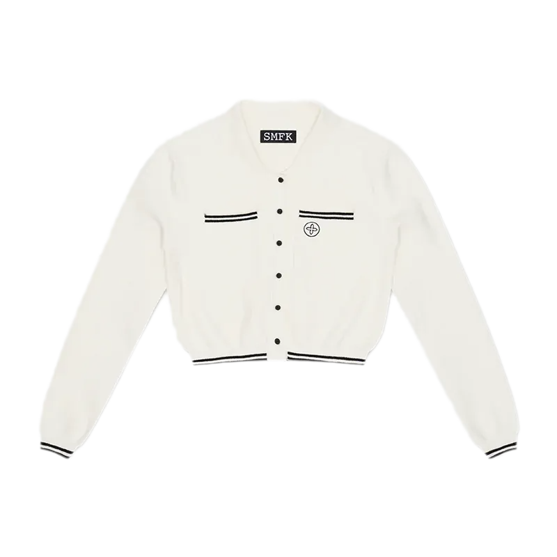 Contrast Stripe Knitted Cropped Jacket