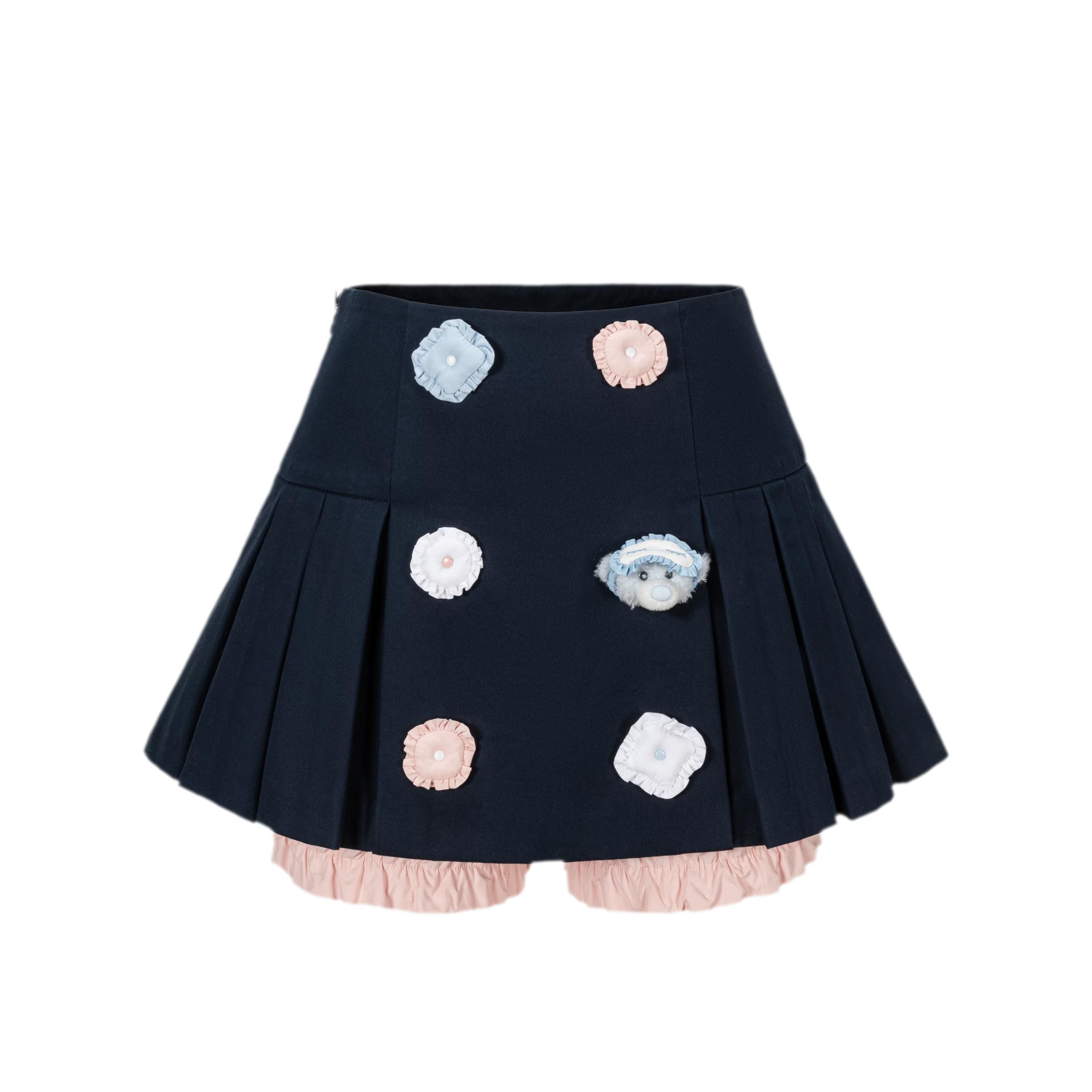 Bear Pleated Cotton Skort