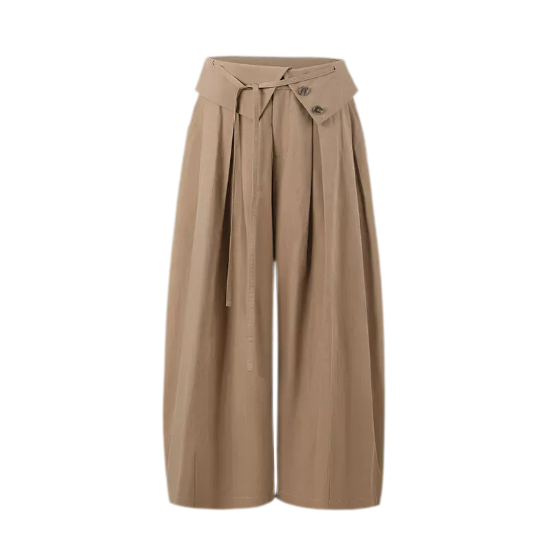 Lyocell Pleated Wide-Leg Trousers