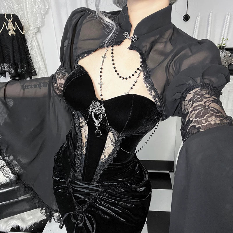 Bộ ren nhung Gothic