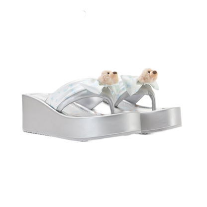 Floral Wedge Thong Sandals