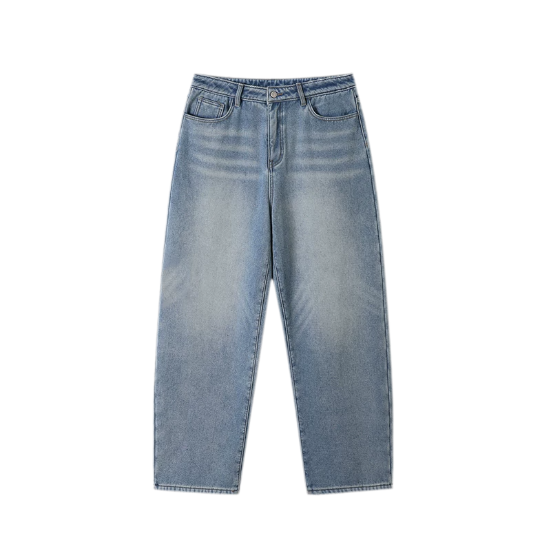 Fleece-Lined Baggy Stacked Jeans