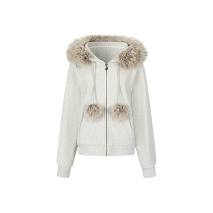 Contrast Fur Hooded Tracksuit