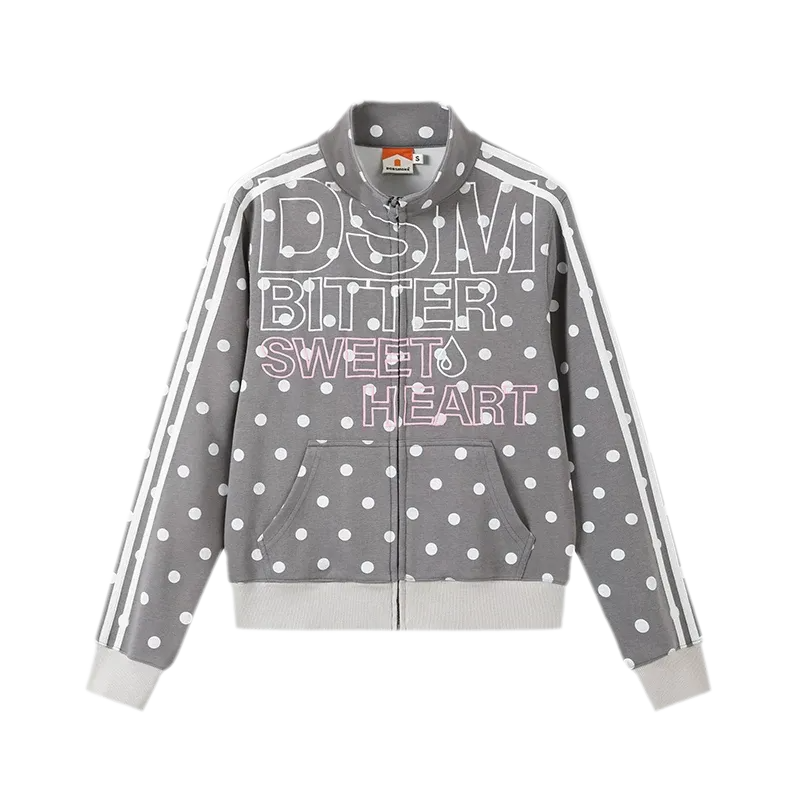 Polka Dot Stand-Collar Sweatshirt