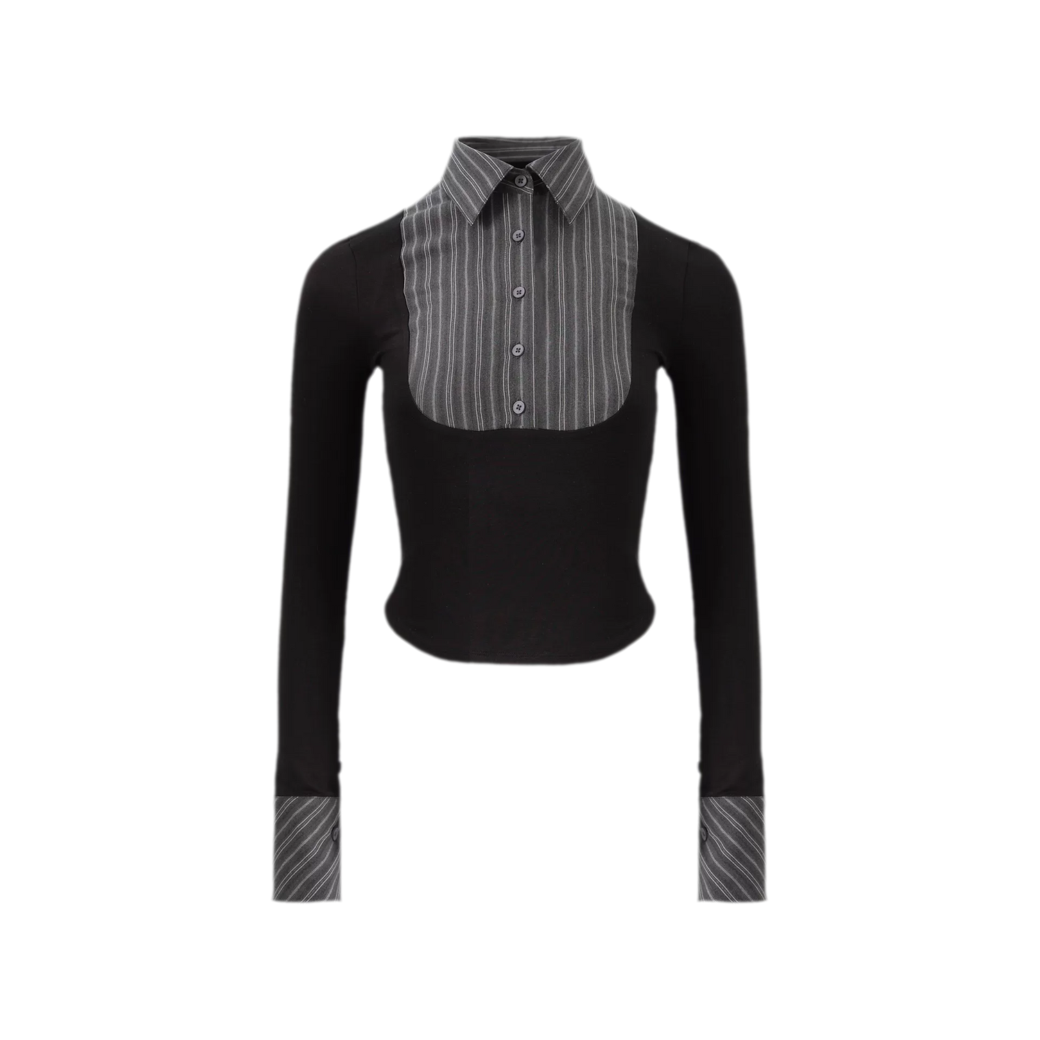 Striped Contrast Collar Shirt Top