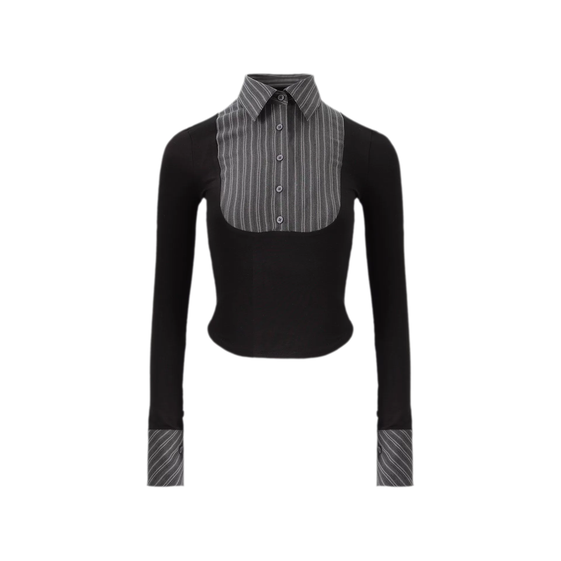 Striped Contrast Collar Shirt Top