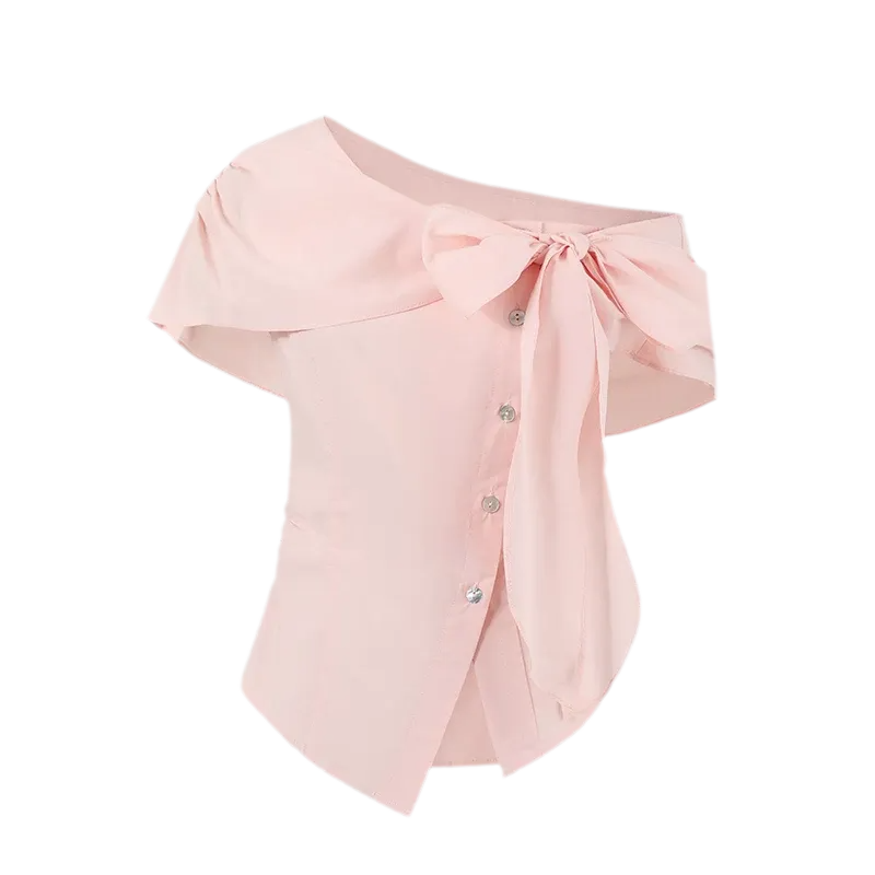 Asymmetric Bow Waist Blouse