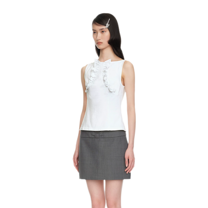 Ruffle Trim Fitted Top