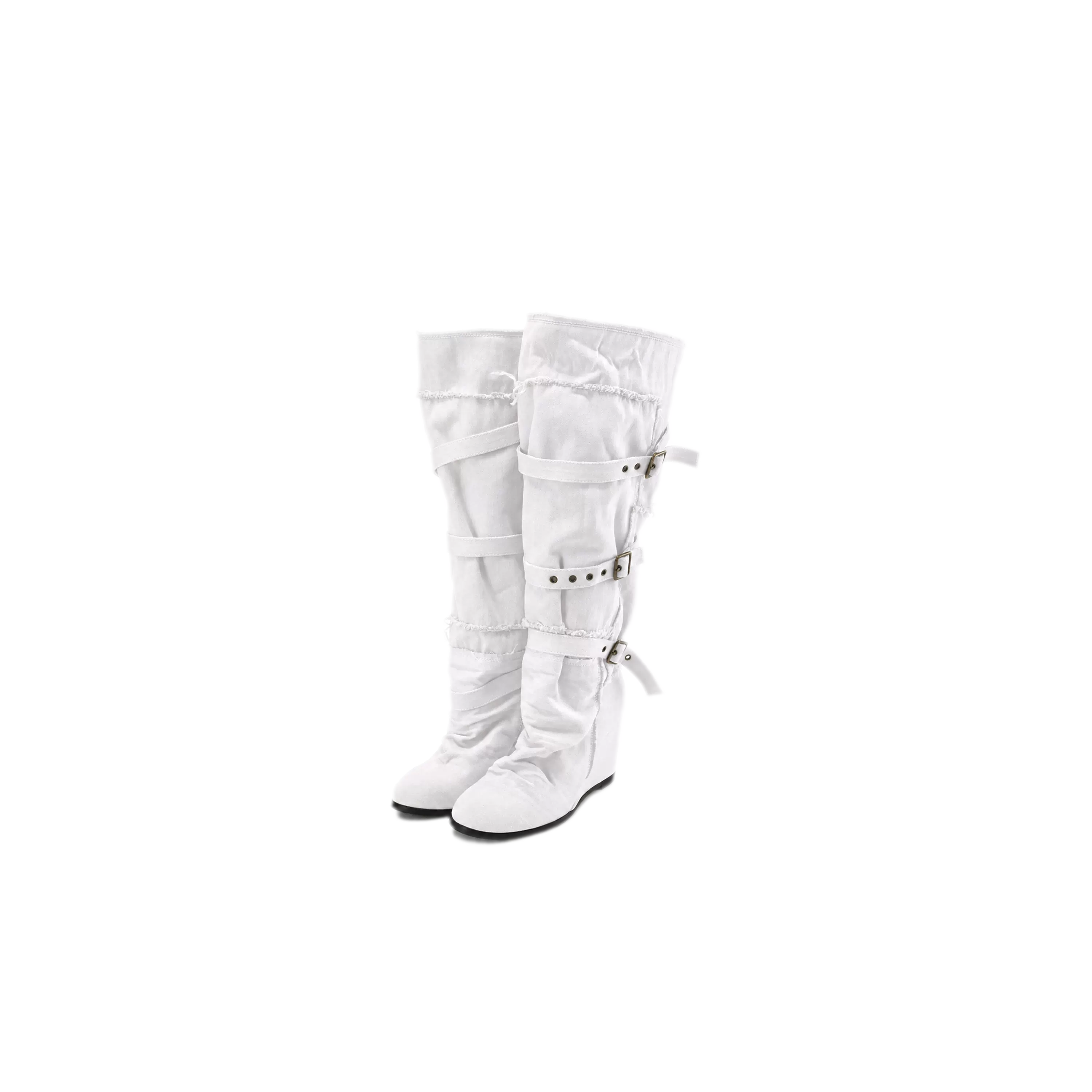 Distressed Pleated Wedge Boots