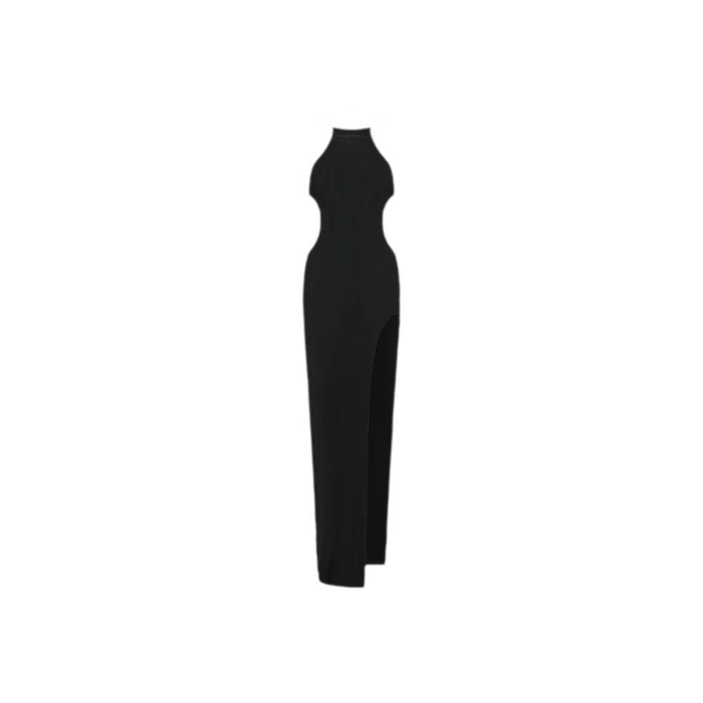 Backless Halter Slit Dress