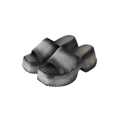 Washed Platform Slippers