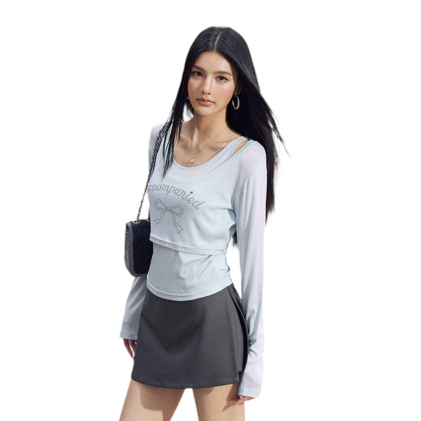 Bow Rhinestone T-Shirt Set