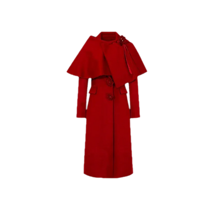 Long-Pile Wool Cape Coat