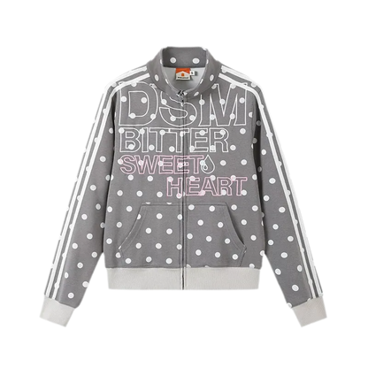 Polka Dot Stand-Collar Sweatshirt