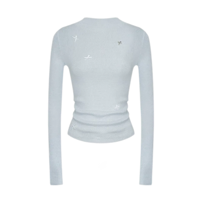 Fine Wool Ruched Bow Top