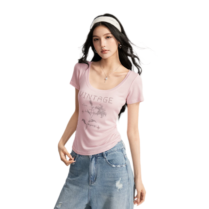 Floral U-Neck Tee