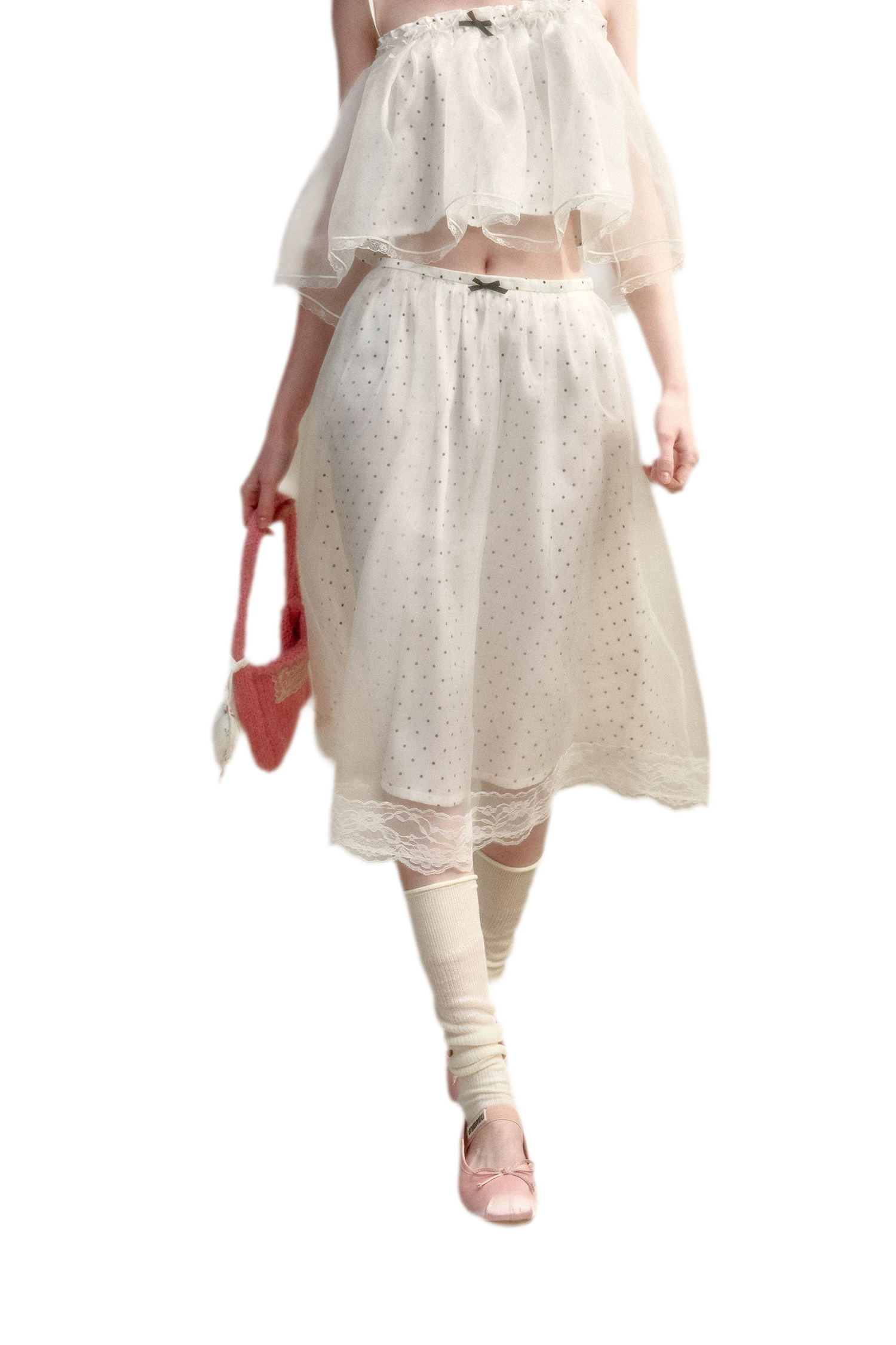 Babydoll Pearl Organza Polka Dot Set