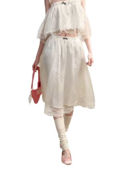 Babydoll Pearl Organza Polka Dot Set