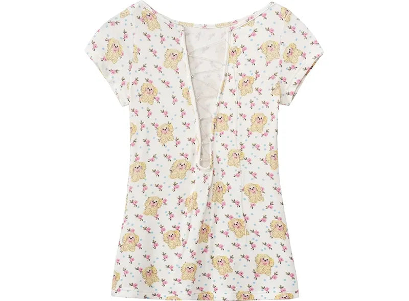 Print Slim V-Neck Tee