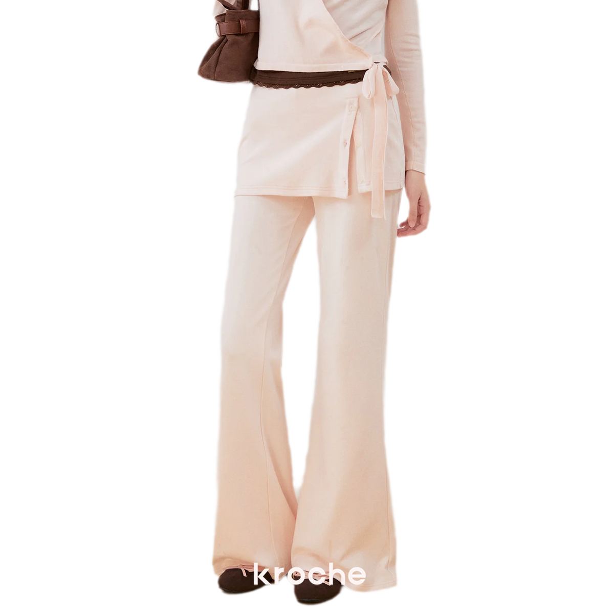 Organic Cotton Faux-Layer Flare Sweatpants