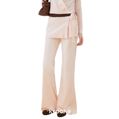 Organic Cotton Faux-Layer Flare Sweatpants