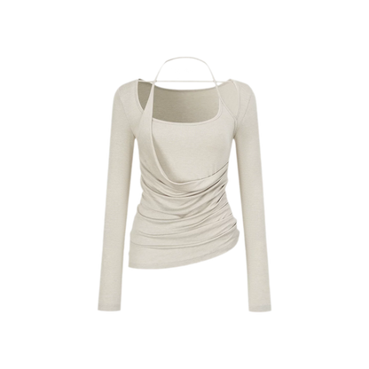 Deconstructed Ruched Halter T-Shirt