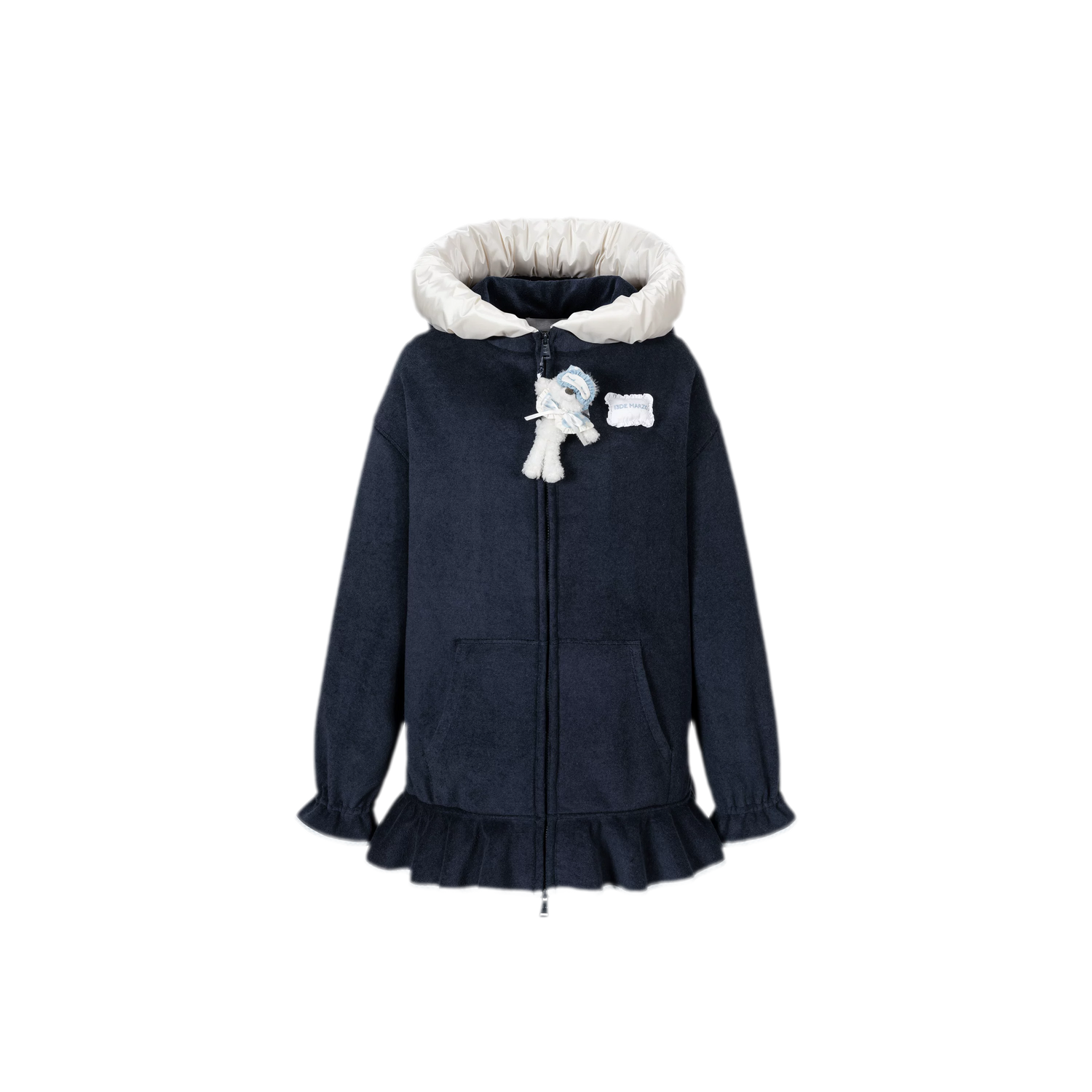 Plush Lace-Trimmed Bear Hoodie