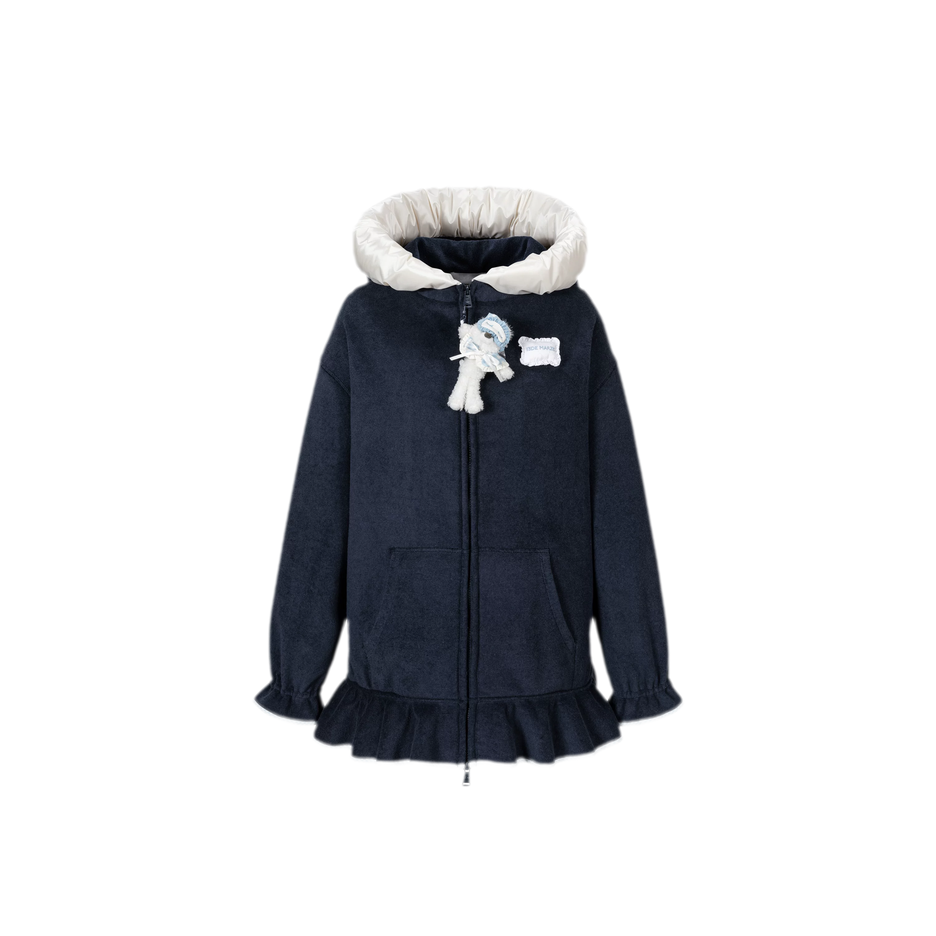 Plush Lace-Trimmed Bear Hoodie