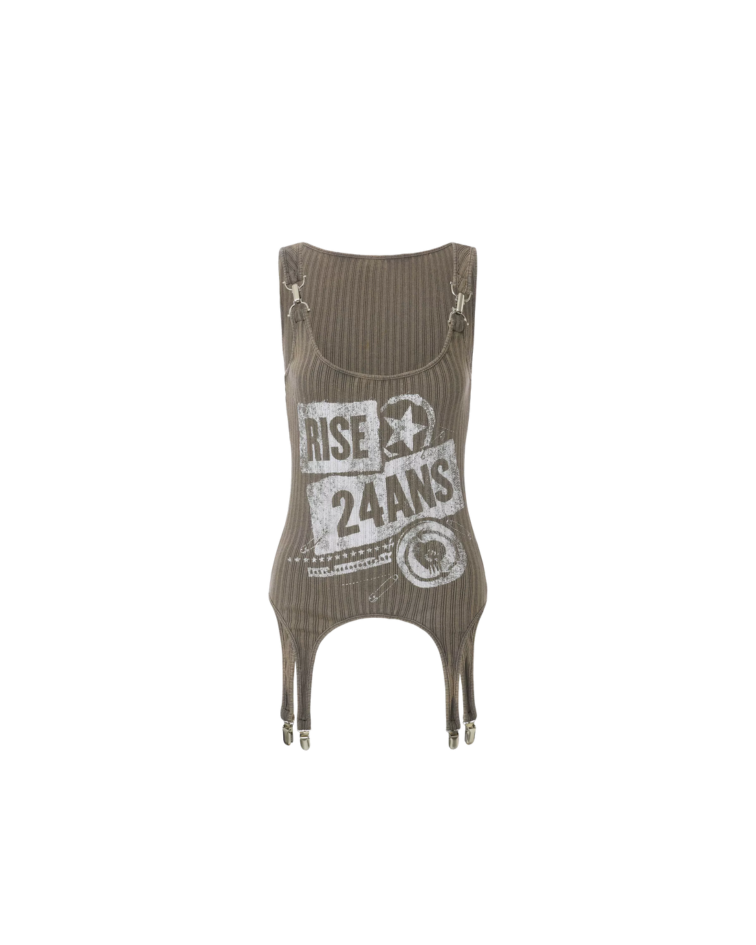 24ANS Lightweight Spicy Girl Tank Top with Distressed – Brown