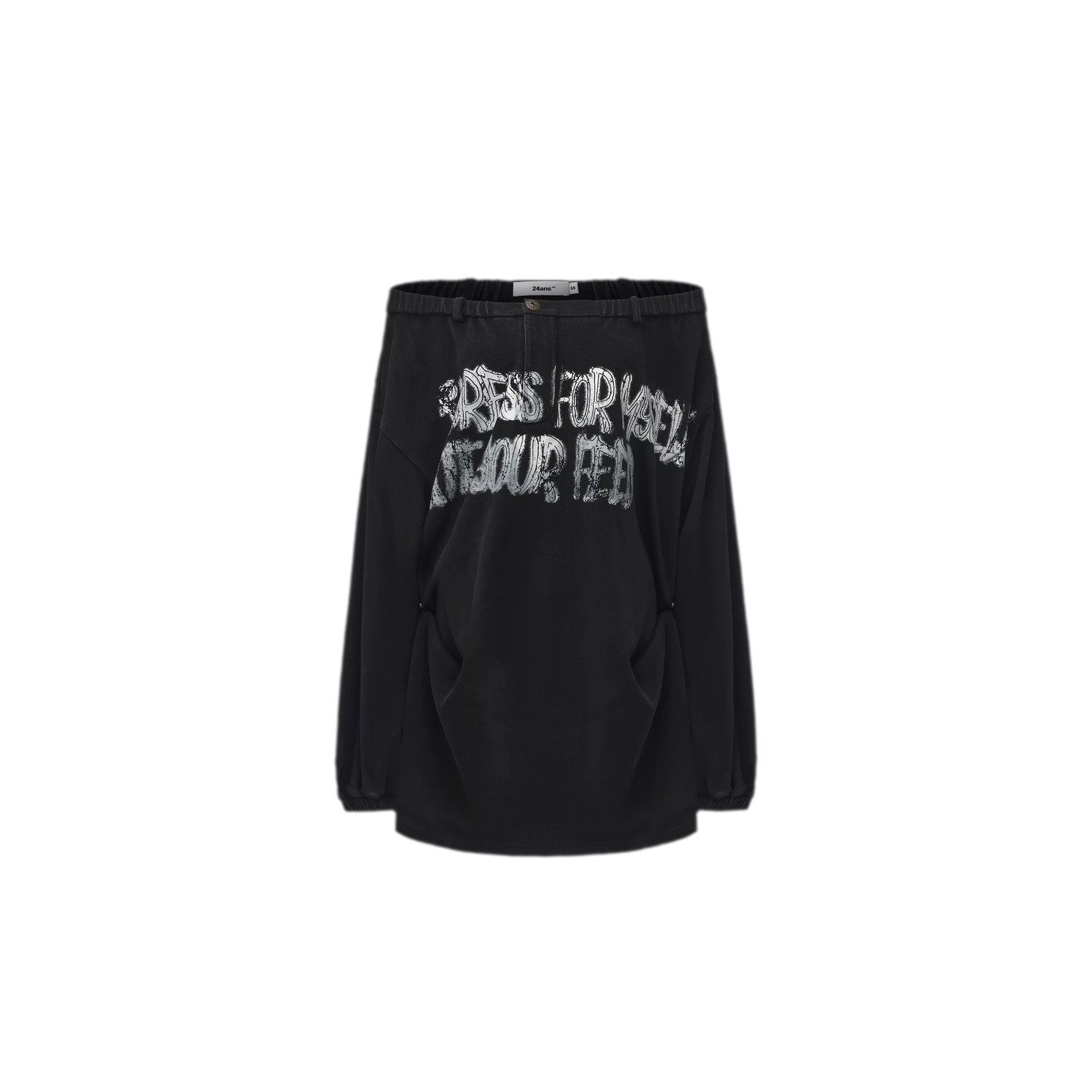 Graphic Off-Shoulder Ruched T-Shirt