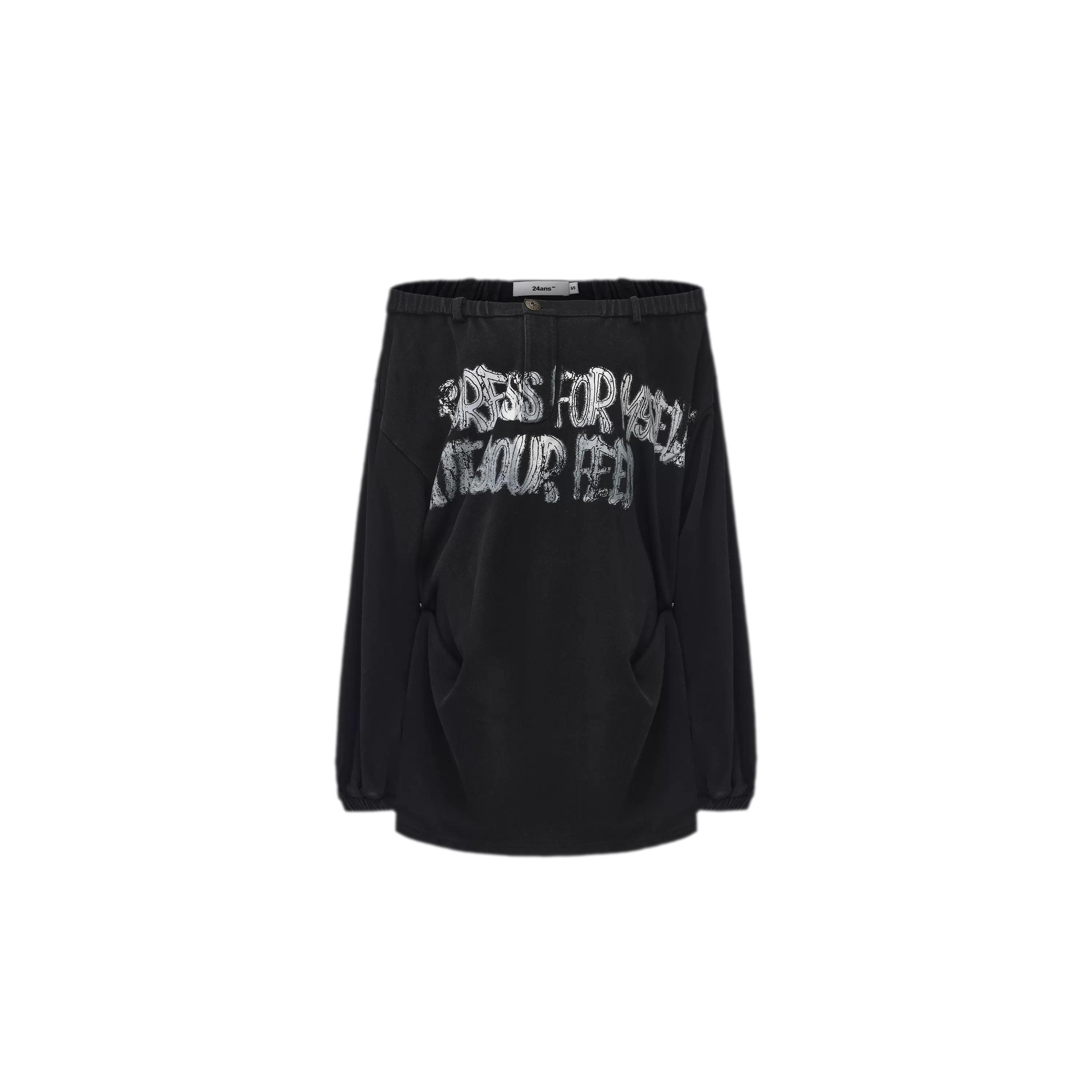 Graphic Off-Shoulder Ruched T-Shirt