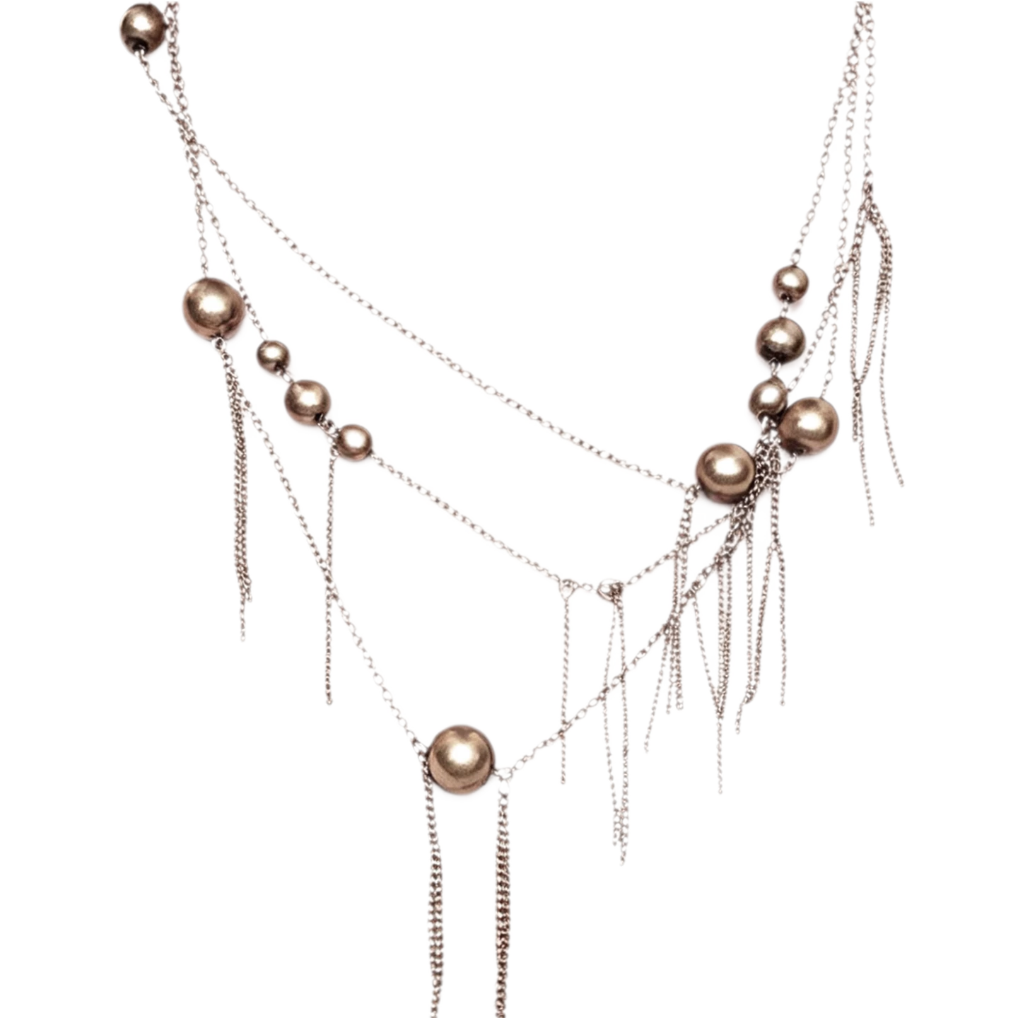Vintage French Multi-Layer Heart Tassel Necklace