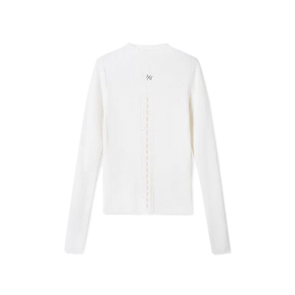 Openwork Rib-Knit Fitted Top