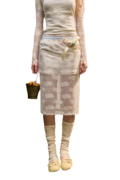 Stretch Lace Layered Skirt Set