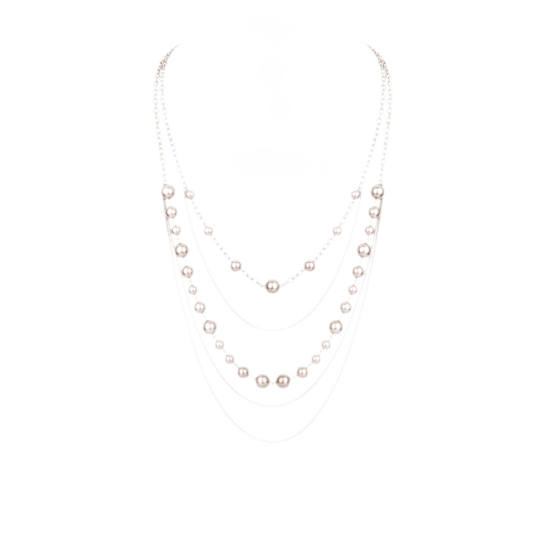 Silver Pearl Layered Necklace