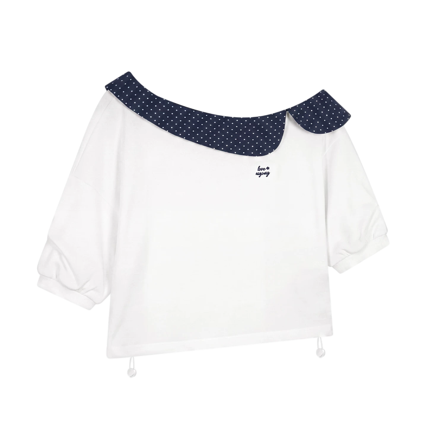 Vintage Polka Dot Asymmetric Short Sleeve Sweatshirt