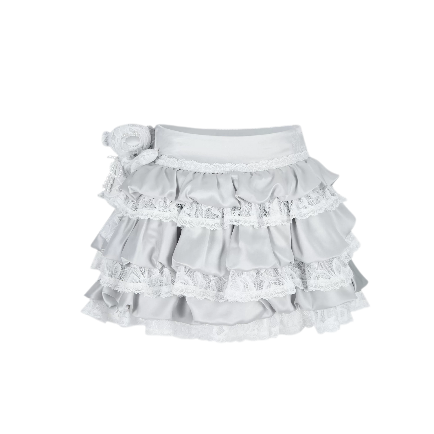 Lace Bear Puff Mini Skirt