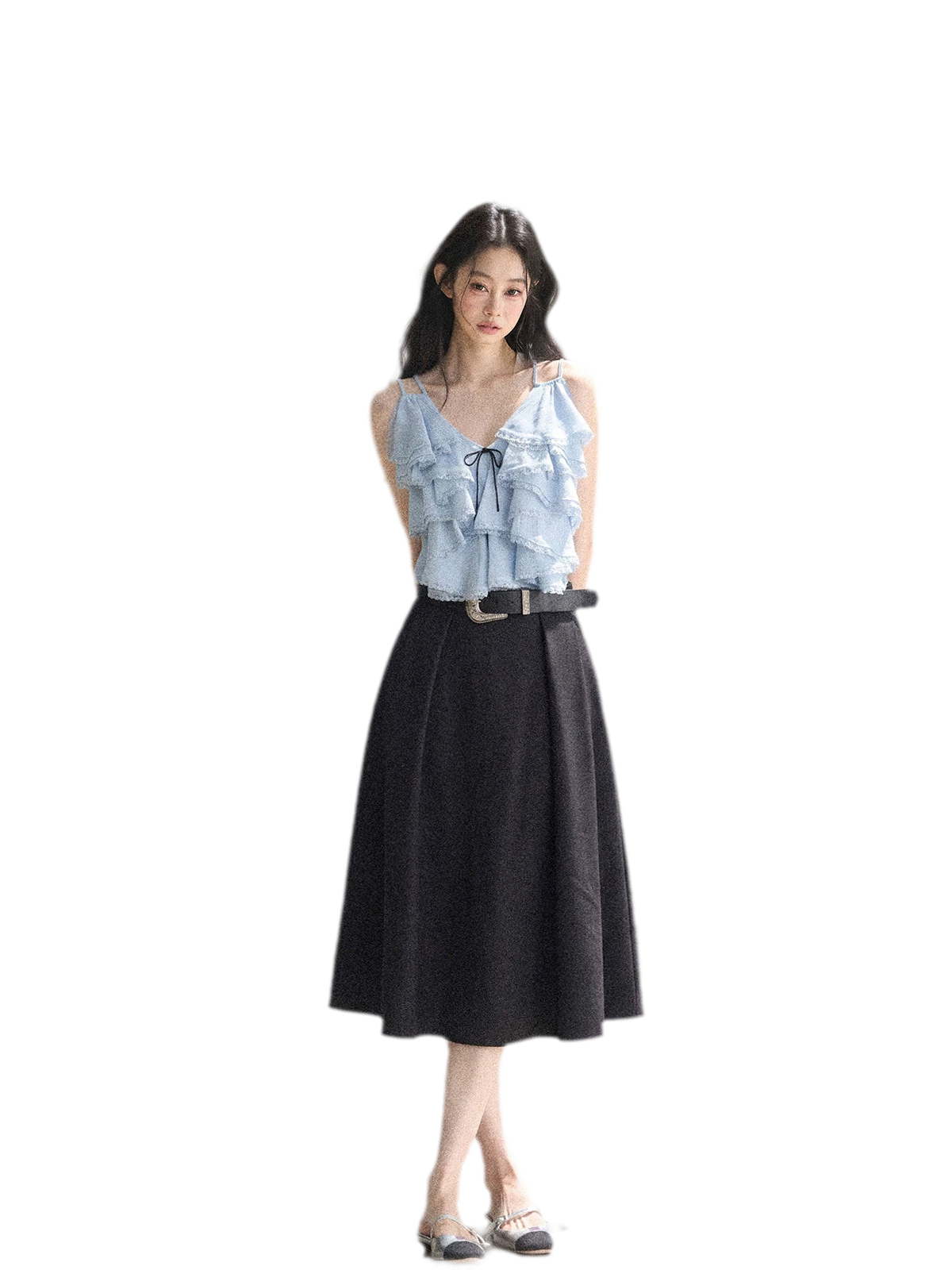 Pleated V-Neck Set