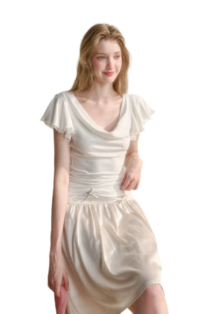 Airy V-Neck Ribbed T-Shirt