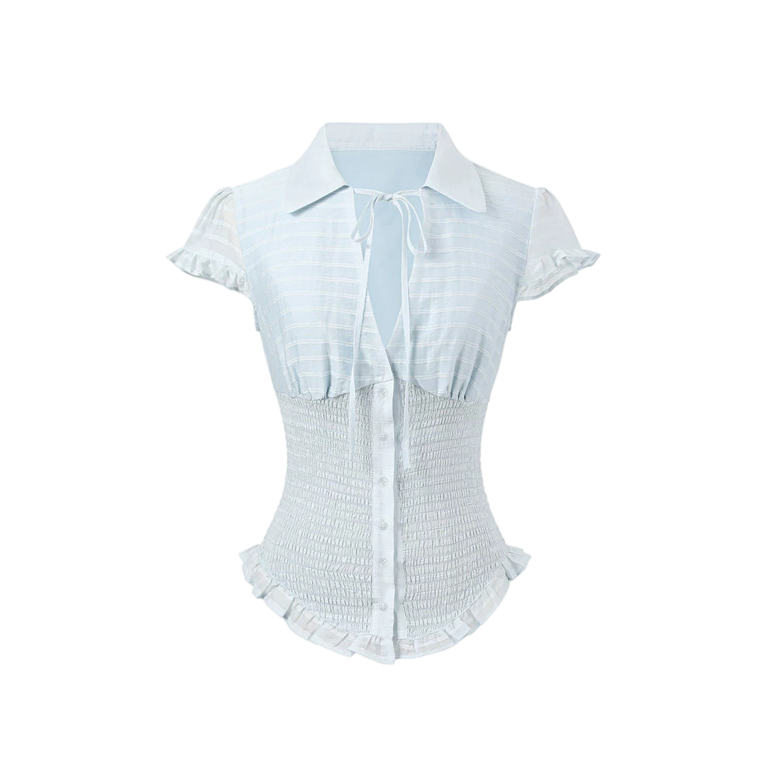 Original Mulberry Silk Lyocell Shirred Waist Blouse