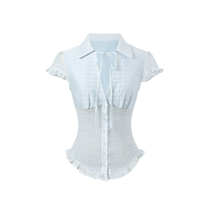 Original Mulberry Silk Lyocell Shirred Waist Blouse