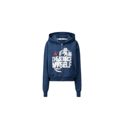 Graphic Cropped Hoodie Pants Set