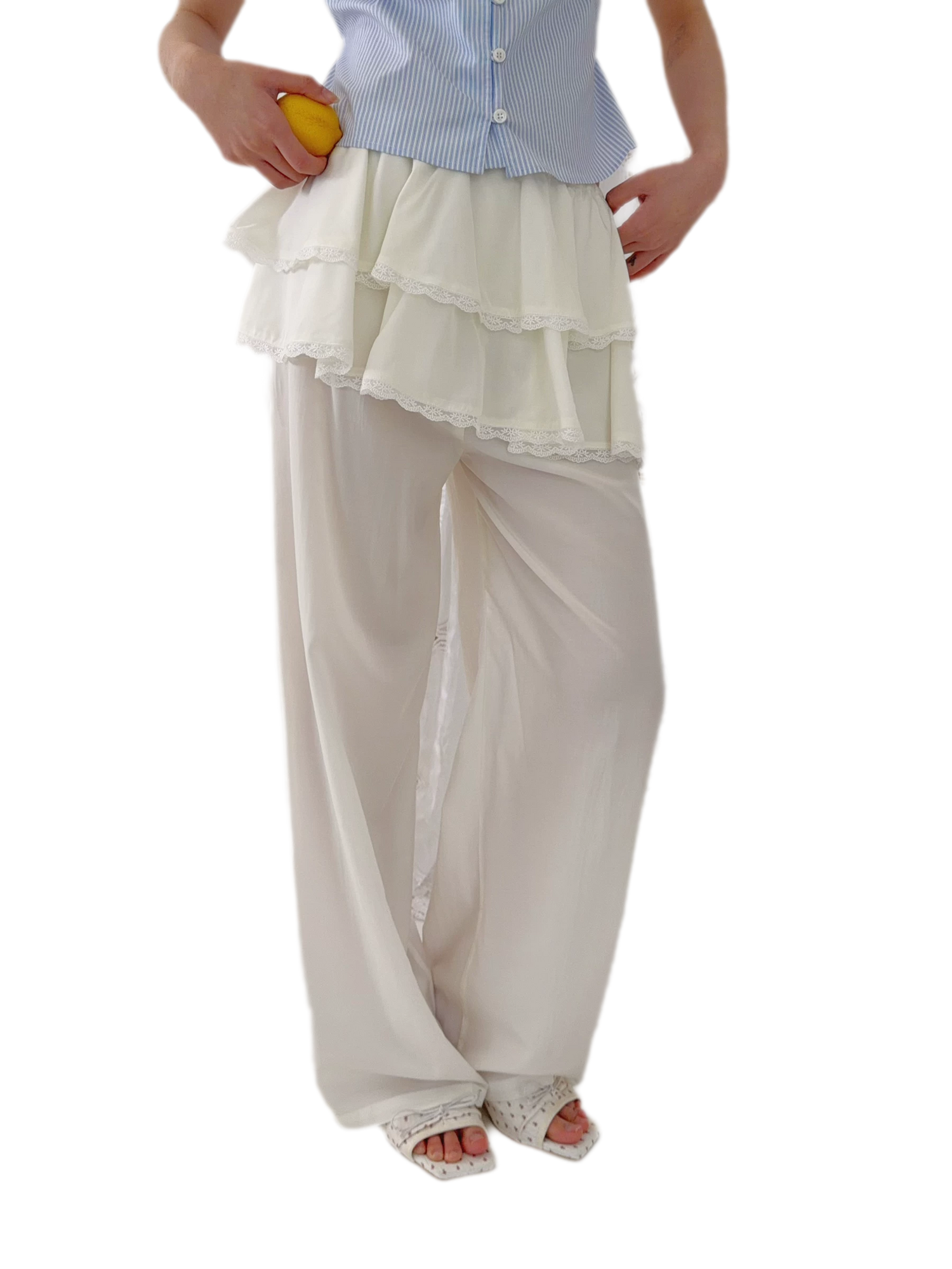 Ruffled Wide Leg Pants