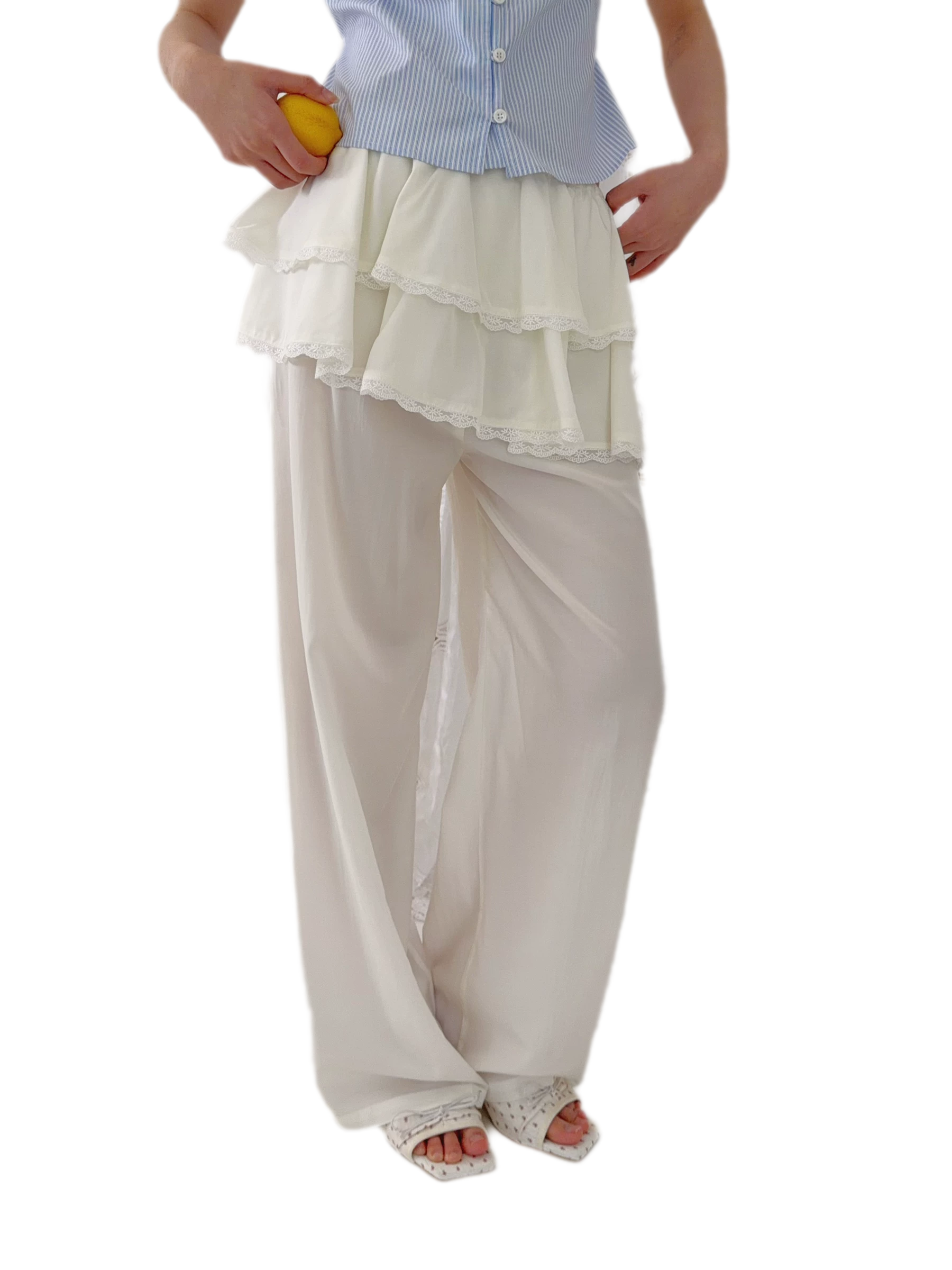 Ruffled Wide Leg Pants