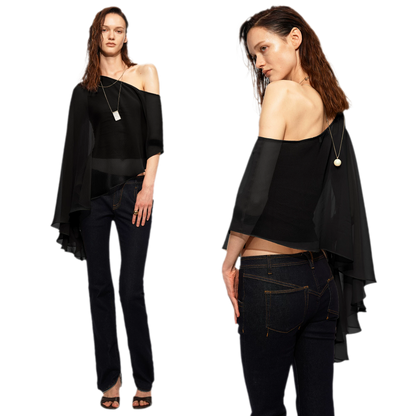 Matte Chiffon Cape Top