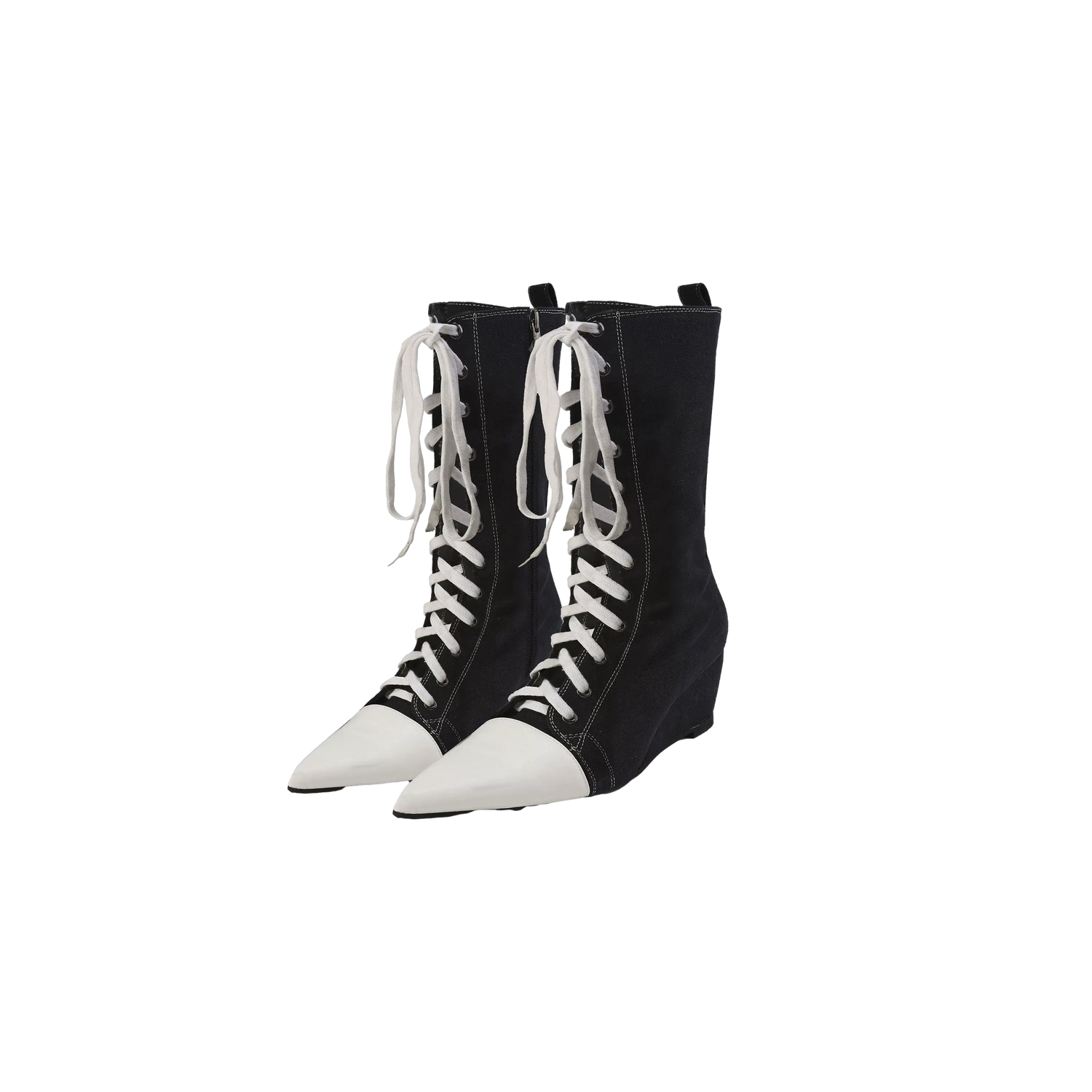 Canvas Pointed Toe Boots