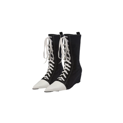 Canvas Pointed Toe Boots