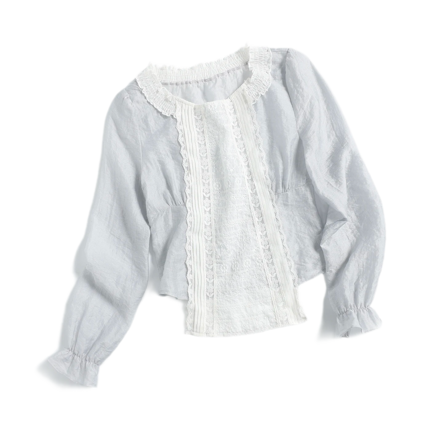 Embroidered Lace Cropped Blouse