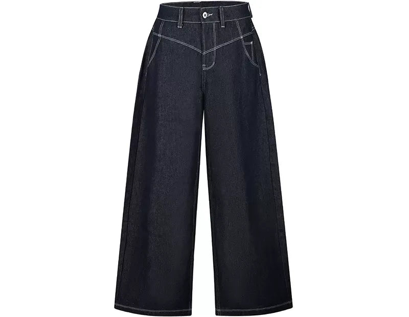 Wide-Leg Raw Denim Pants