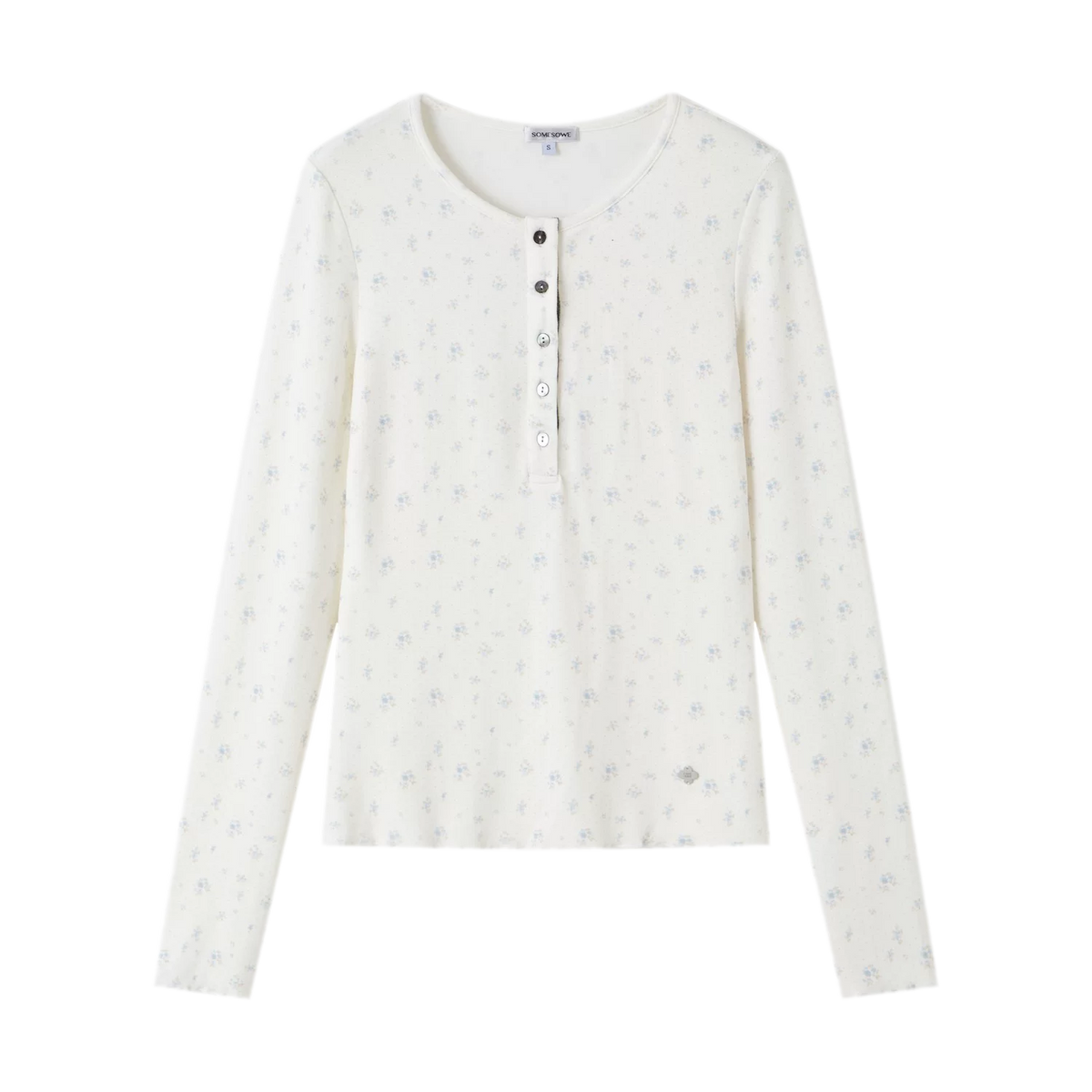 Floral Lettuce Edge Henley Tee